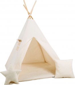 SowkaDesign Namiot tipi dla dzieci, bawełna, okienko, poduszka, mleczna kraina 1