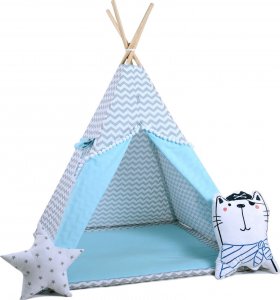 SowkaDesign Namiot tipi dla dzieci, bawełna, okienko, bosman, błękitna drzemka 1