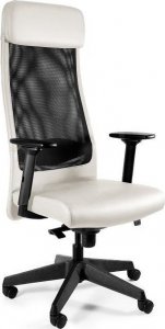Krzesło biurowe Unique Meble Fotel biurowy, obrotowy, Ares Soft, skóra naturalna, biały 1