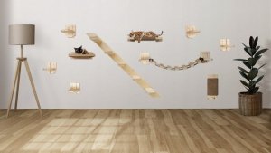 SCHODKI DRABINKA DLA KOTA 5 STOPNI DREWNO 1 M 5