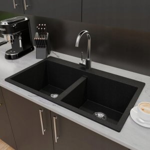 Zlewozmywak Lavello ZLEWOZMYWAK GRANITOWY 2 KOMORY LAVELLO ELLE 2.0 CZARNY 5