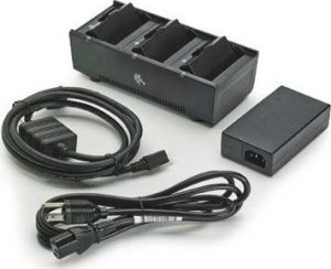 Zebra 3 Slot Battery Charger; ZQ300 Series; includes power supply and EU power cord 1