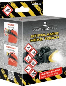 Latarka Schwaiger Schwaiger LED Stirnlampe 120 Lumen schwarz/gelb 12