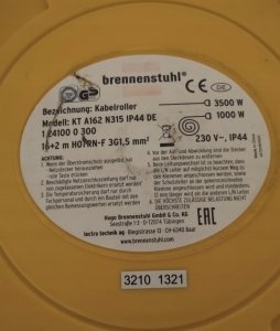 Brennenstuhl Brennenstuhl Kabeltrommel  Automatik Gelb 16+2m IP44 4