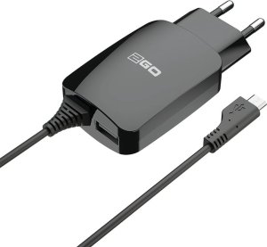 Ładowarka 2GO 2GO Ladegerät 12W Micro-USB + 1x USB, Kabel 1,4m, schwarz 1