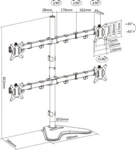 Biurko Equip Equip Tischfuß       17"-32"/ 4TFT je 9kg 360°            sw 9