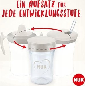 NUK NUK Trinklernset mit drei Trinkaufsätzen lila/rosa 4