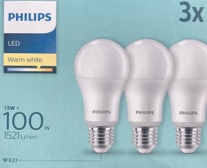 Philips Philips LED Lamp E27 3-Pack 100W 2700K 5