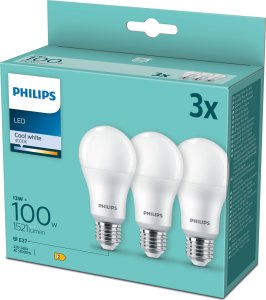 Philips Philips LED Lamp E27 3-Pack 100W 4000K 4