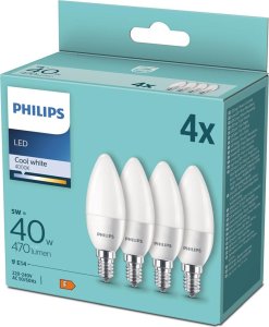 Philips Philips LED Lamp E14 4-Pack candle     40W 4000K 1