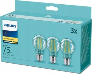 Philips Philips LED Lamp E27 3-Pack 75W 2700K Filament 1