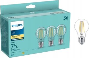 Philips Philips LED Lamp E27 3-Pack 75W 2700K Filament 3