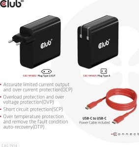 Zasilacz do laptopa Club 3D Club3D Ladegerät   1xUSB Typ C               PD 140W, GaN retail 13