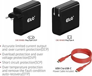 Zasilacz do laptopa Club 3D Club3D Ladegerät   1xUSB Typ C               PD 140W, GaN retail 6