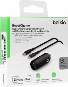 Ładowarka Belkin Belkin USB-C Car Charger  30W PD 1m Lightning-Cab.CCA004bt1MBK-B5 7