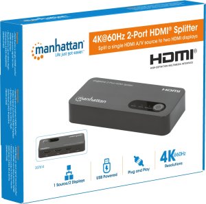 Manhattan MANHATTAN 4K@60Hz 2-Port HDMI-Splitter mit Downscaling 18G 10