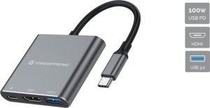 Adapter AV Conceptronic CONCEPTRONIC Dock USB-C->HDMI,USB3.0,PD             0.25m gr 2