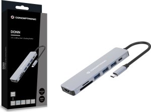 Adapter AV Conceptronic CONCEPTRONIC Dock USB-C->HDMI,USB3.0,100WPD  7-in-1 0.25m gr 2
