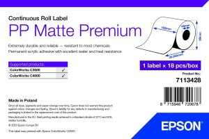 Epson PP MATTE LABEL PREMIUM/CONTINUOUS ROLL 102MM X 29M 1