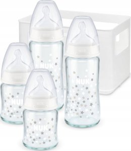 NUK NUK First Choice+ Glasflaschen Set Silikon 0-6 M. weiß 1