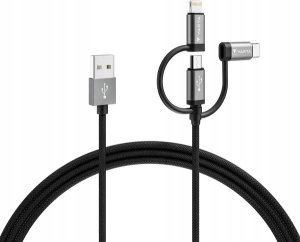 Kabel USB Varta USB-A - USB-C + microUSB + Lightning 2 m Czarno-srebrny (57937101111) 2
