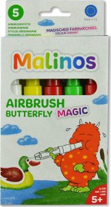 Malinos Malinos Airbrush Stifte Magic Butterfly 5Farben+Schablone 5+ 1