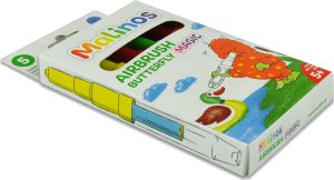 Malinos Malinos Airbrush Stifte Magic Butterfly 5Farben+Schablone 5+ 2