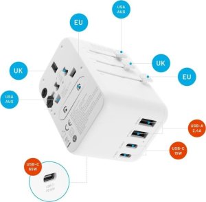 Ładowarka Fixed ładowarka / adapter podróżny 3xUSB-C/ 2xUSB-A 65W biały 13