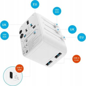 Ładowarka Fixed ładowarka / adapter podróżny 3xUSB-C/ 2xUSB-A 65W biały 16