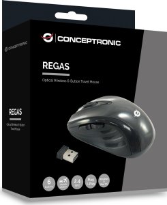 Mysz Conceptronic Optical Wireless 6-przyciskowa Travel USB mysz czarny 6