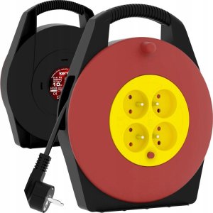 Kerg Przedł.BĘBNOWY kompaktowy KERG-PZ-4Z/KTS-4 gniazda-czarno-czerwono-żółty-10m-10A-H05VV-F-3x1,0mm2 3