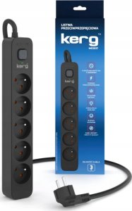 Listwa zasilająca Kerg Urządz. zas.-zabezpiecz. KERG z wyłącznikiem-5 gniazd-czarny-3m-16A-H05VV-F-3x1,5mm2 3