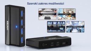 Przełącznik Unitek UNITEK PRZEŁĄCZNIK KVM 4X USB-A 5GBPS, AKTYWNY 5