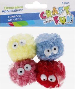 Craft with Fun OZDOBA DEK POMPON Z OCZAMI 4SZT 5CM MIX 12/144 1