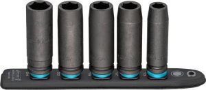 Hazet Hazet SmartRail 1/2 impact, machine screwdriver socket set hexagon, 5 pieces, socket wrench (black, SW 13 - SW 24, long) 1