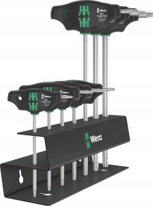 Wera Wera 467/7 TORX HF set 2 T-handle screwdrivers + rack, 7 pieces (black/green, with holding function) 1