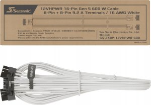 SeaSonic Seasonic 12VHPWR PCIe adapter cable, 90 angled (white, 75cm) 3
