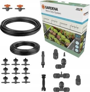 Gardena GARDENA Micro-Drip System Drip Irrigation Set Raised Bed/Bed, 35 Plants, Dripper (Black/Grey, Model 2023) 1