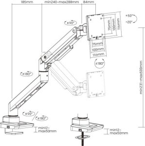 Equip Uchwyt biurkowy na monitor 17" - 49" (650180) 5