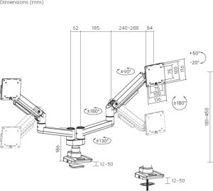 Equip Uchwyt biurkowy na 2 monitory 17" - 35" (650182) 5