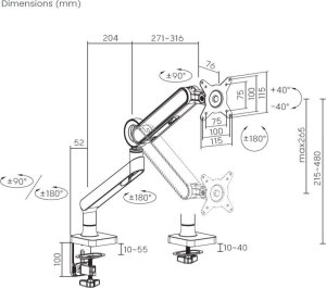 Equip Uchwyt biurkowy na monitor 17" - 35" Premium (650184) 6