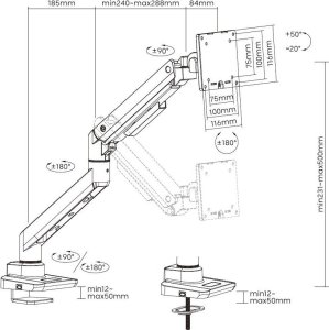 Equip Uchwyt biurkowy na monitor 17" - 49" (650181) 4