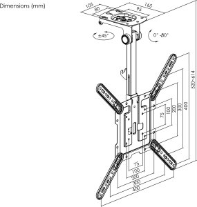 Equip Equip Deckenhalterung 23"-55"/  1TFT 20kg fest            sw 4