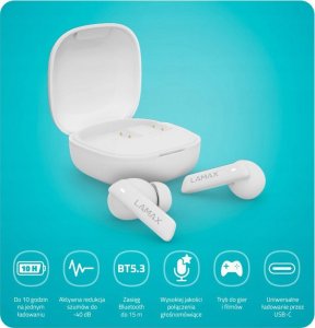 Słuchawki Lamax LAMAX In-Ear Clips1 ANC  white BT 5.3 Akku 44 Std. retail 4