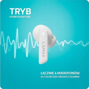 Słuchawki Lamax LAMAX In-Ear Clips1 ANC  white BT 5.3 Akku 44 Std. retail 5