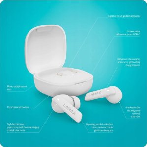 Słuchawki Lamax LAMAX In-Ear Clips1 ANC  white BT 5.3 Akku 44 Std. retail 8
