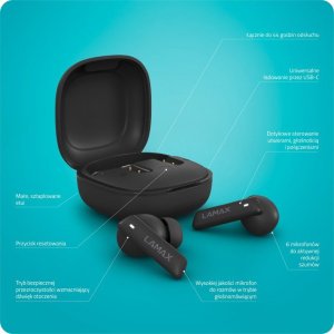 Słuchawki Lamax LAMAX In-Ear Clips1 ANC  black BT 5.3 Akku 44 Std. 9