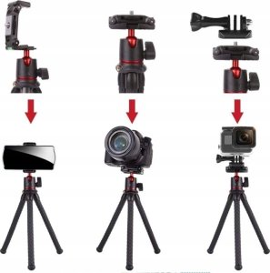 Statyw Apexel Giętki Statyw Elastyczny 3w1 Uchwyt Pilot Bluetooth Do Telefonu Smartfona / Aparatu Dslr / Kamery Gopro Sjcam Xiaomi Dji Insta360 / Apl-jj025 6