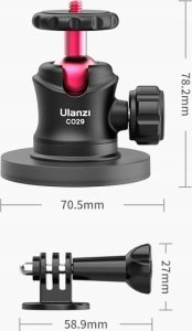 Ulanzi Uchwyt Przyssawka Magnetyczna + Głowica Kulowa 3d Do Kamery Gopro Sjcam Xiaomi Dji Insta360 / Ulanzi / C029 2