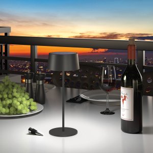 Lampa stołowa Realpower RealPower LED-Solar Tischlampe dimmbar mit Akku,schwarz 4